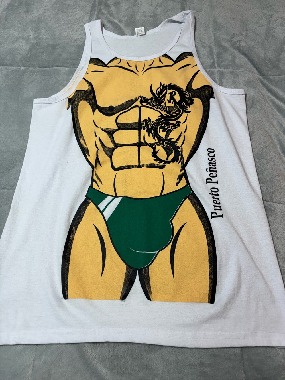 Vintage Vann Shiro Muscle Shirt White Puerto Penasco Bikini Novelty Ironic Tee